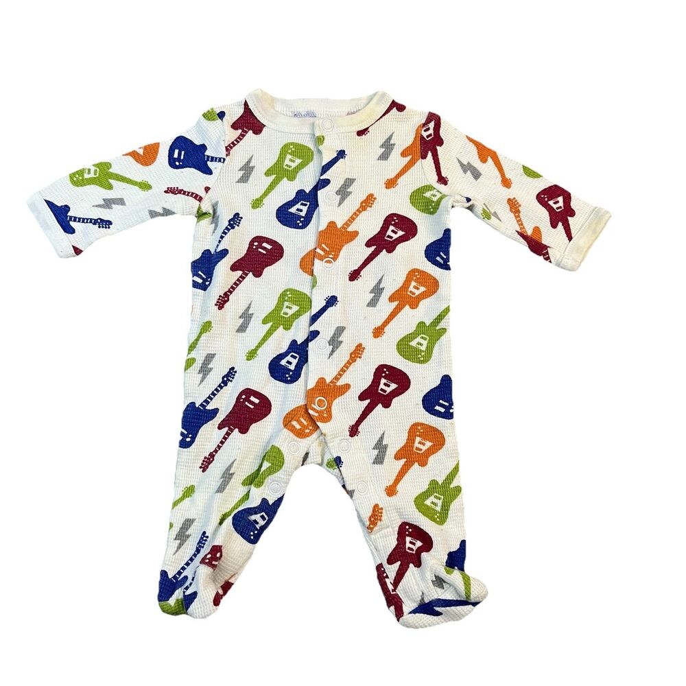 Circo Multicolor Guitars Waffle Knit Snap Button Sleeper PJ Baby Size NB